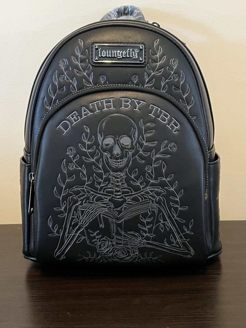 Loungefly Death By TBR Skeleton To Be Read Mini Backpack